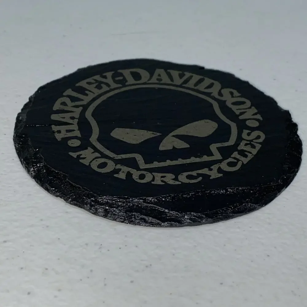 Harley Davidson Willie G. Skull Design Coasters Set of 2 Black Jagged Edge Rock